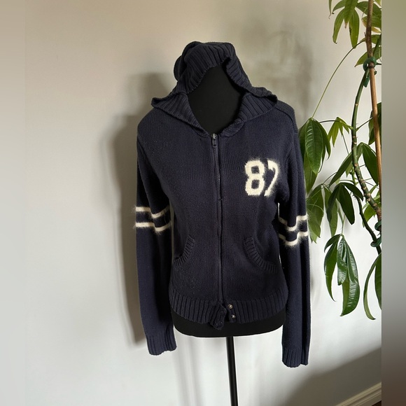 Side Street Fashion Navy Blue Zip-Up Sweater - Picture 1 of 5